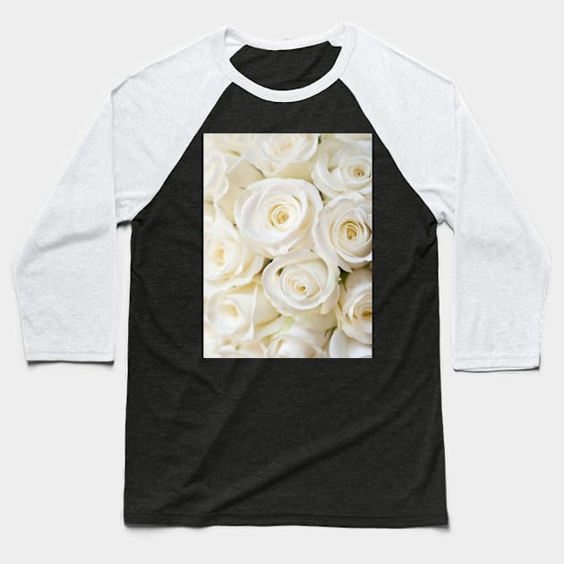 Romantic Ivory Roses Baseball T-Shirt by NewburyBoutique